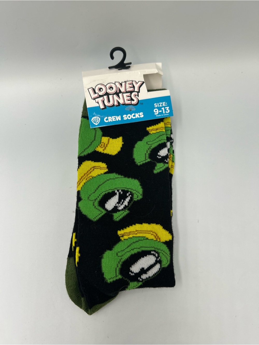 Warner Bros. Looney Tunes Marvin the Martian Crew Socks - Black, Green & Yellow